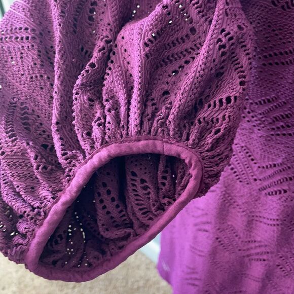 Anthropologie Maeve Leila Purple Crochet Mini Dress. Size XS. - Picture 7 of 11